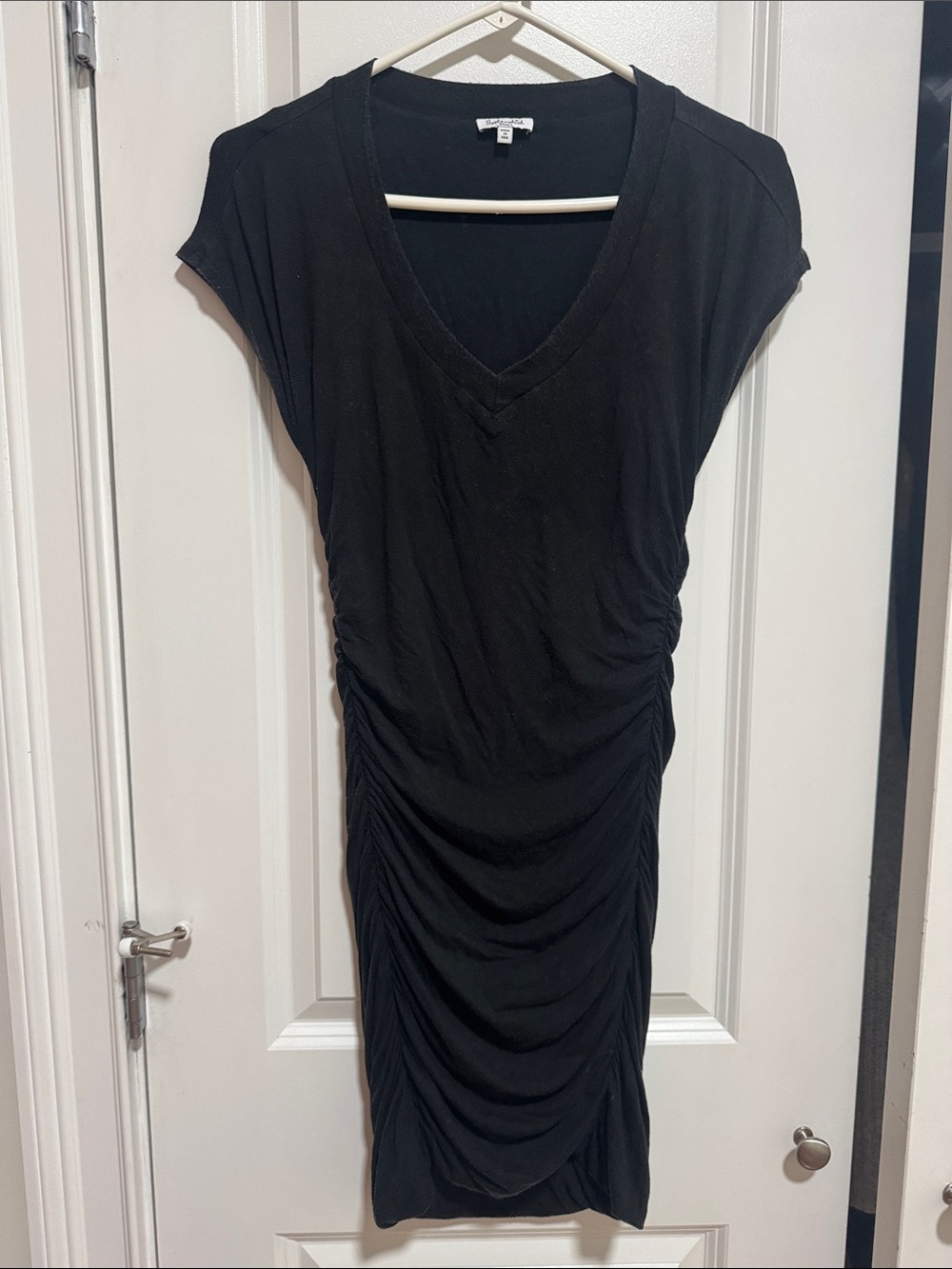 Splendid Women’s Black Ruched V-Neck Dress